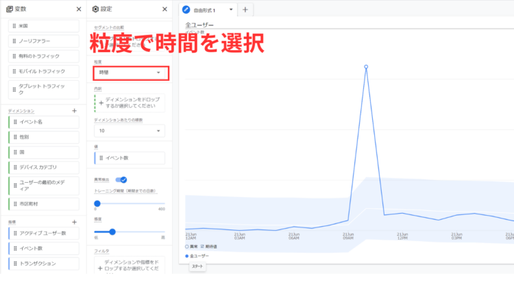 粒度で時間を選択