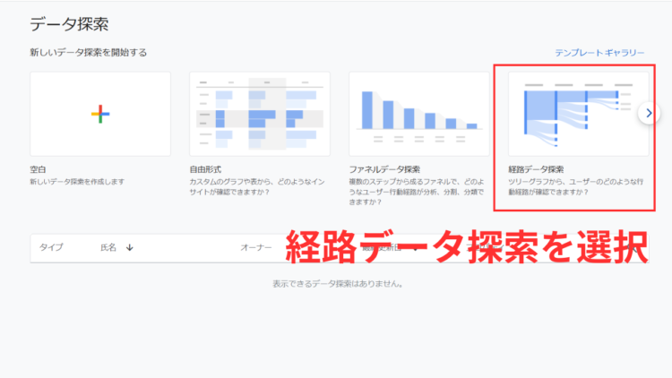 ga4経路データ探索を選択
