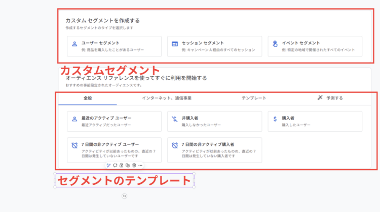 GA4任意のセグメント