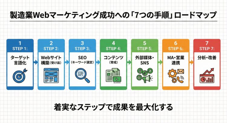 製造業Webマーケティングで成果を出す「7つの手順」ロードマップ